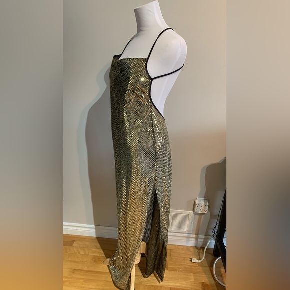 Gold sequin backless maxi dress formal - Picture 6 of 7